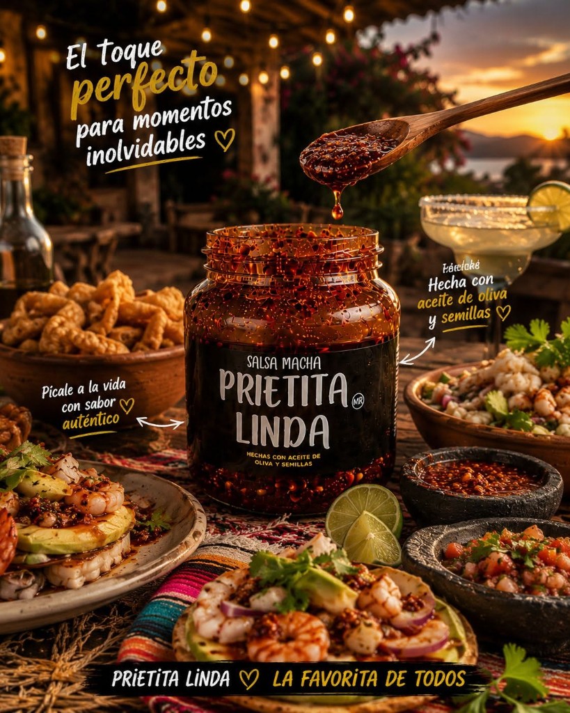 Tostadas de mariscos con salsa macha Prietita Linda